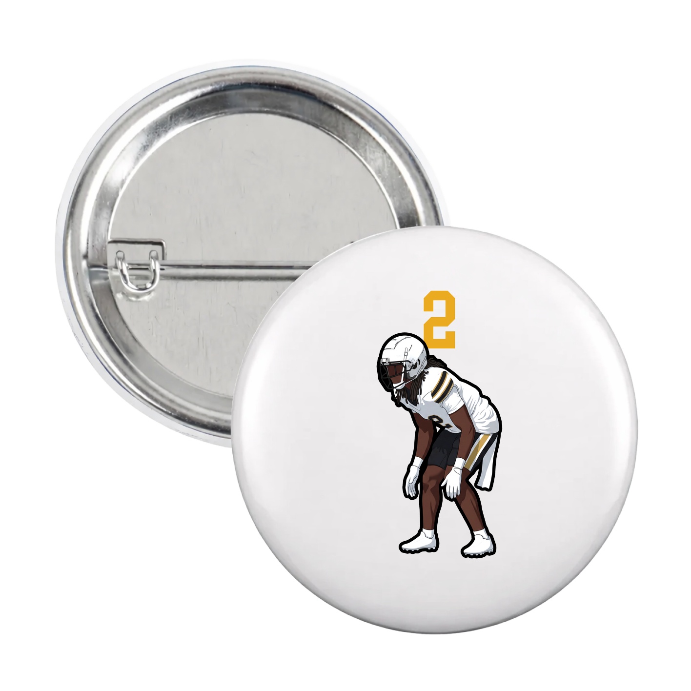 Game Day Button — Number Top in White