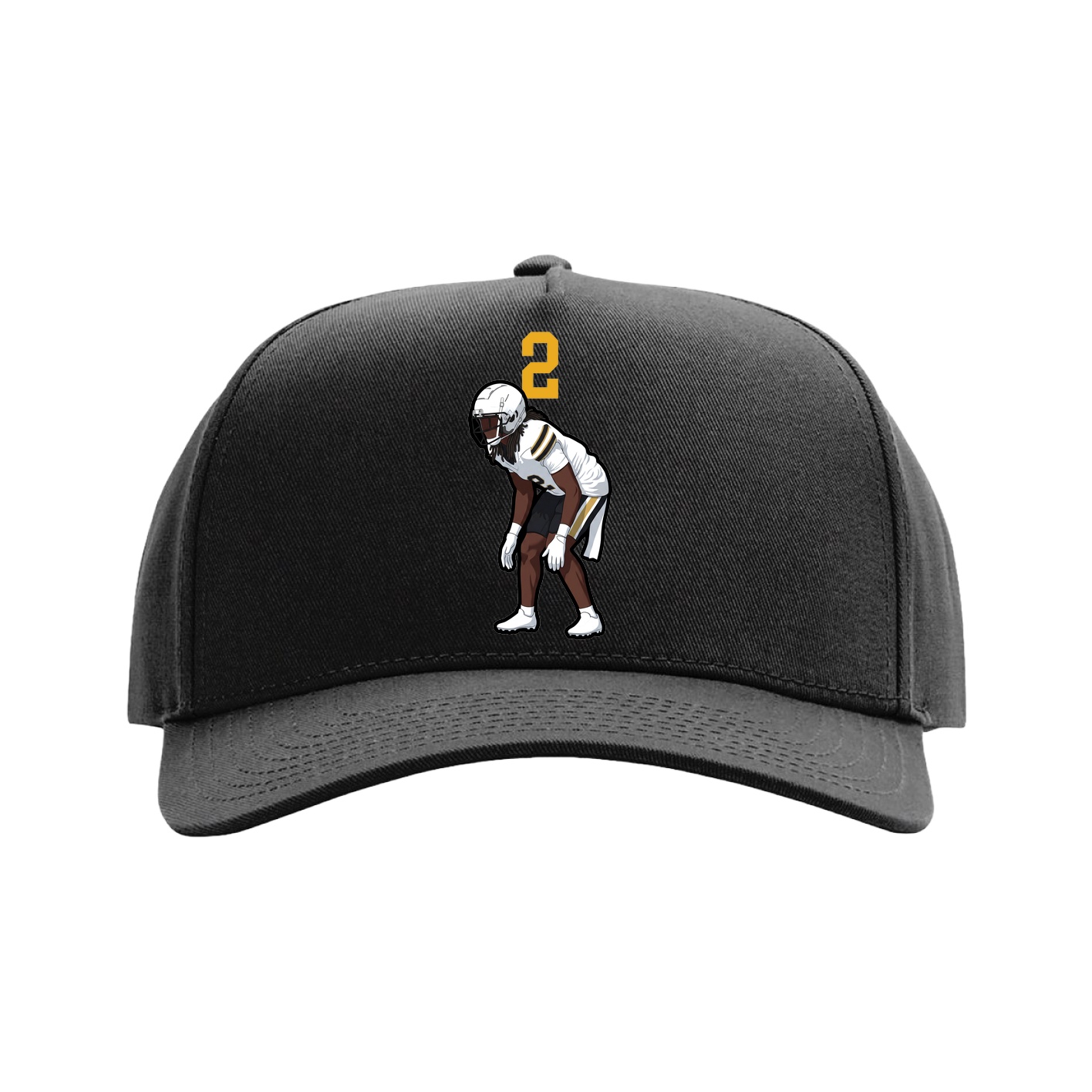 Full Fabric Five-Panel Champ Cap — Number Top in Black