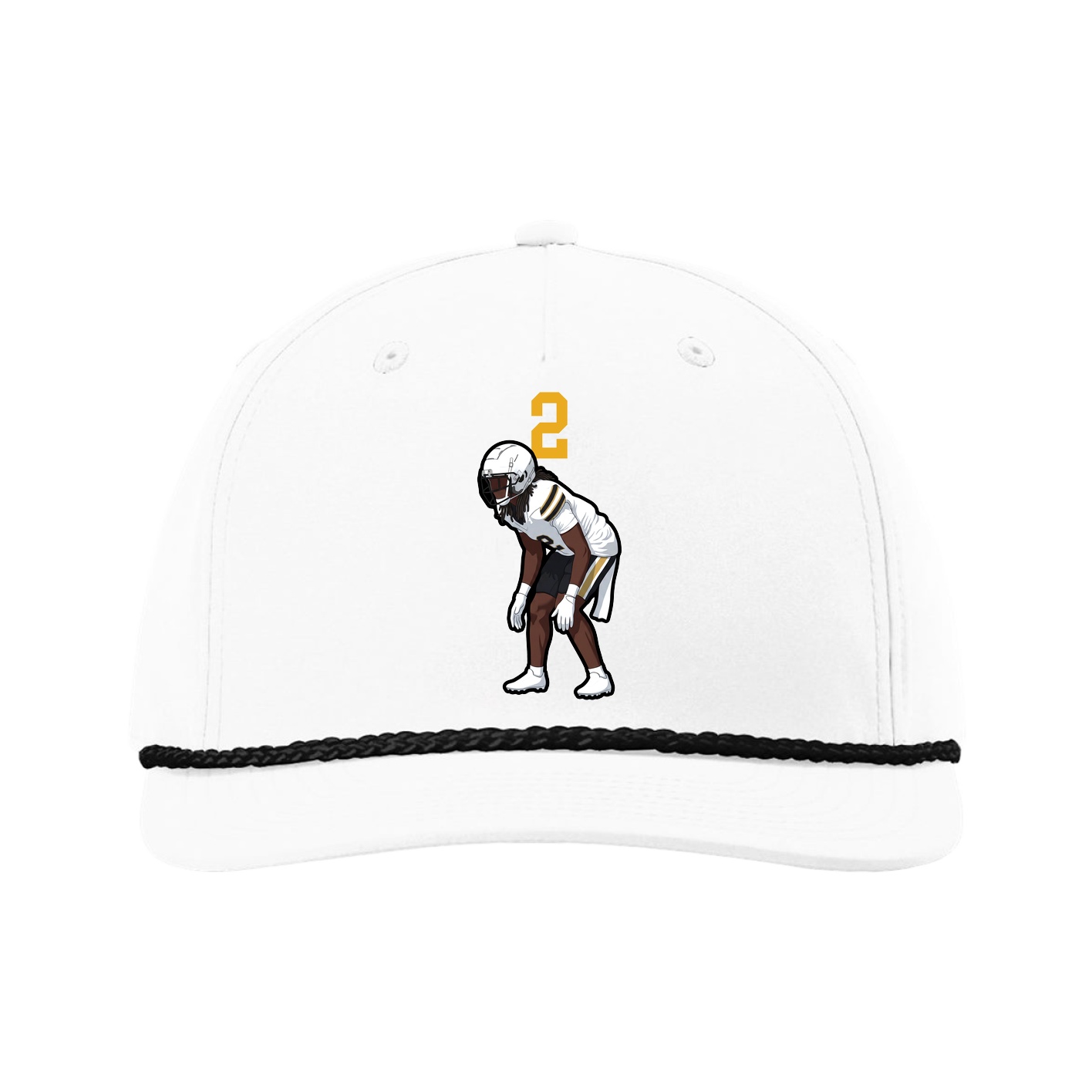 Five-Panel Classic Rope Cap — Number Top in White