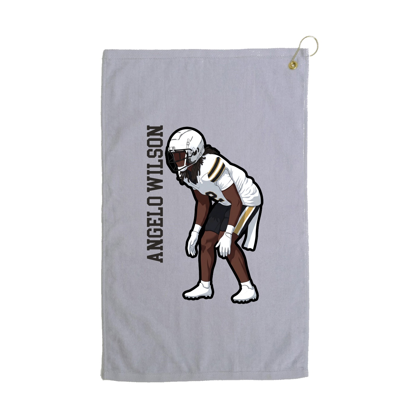 Golf Towel — Name Vertical in Grey
