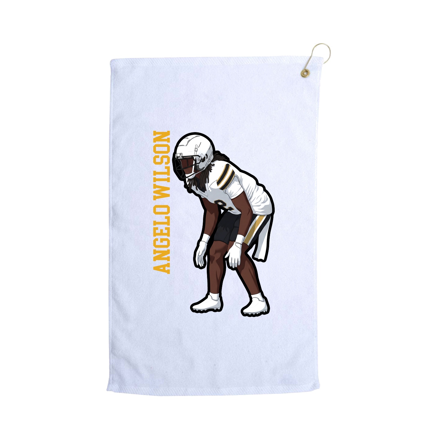 Golf Towel — Name Vertical in White
