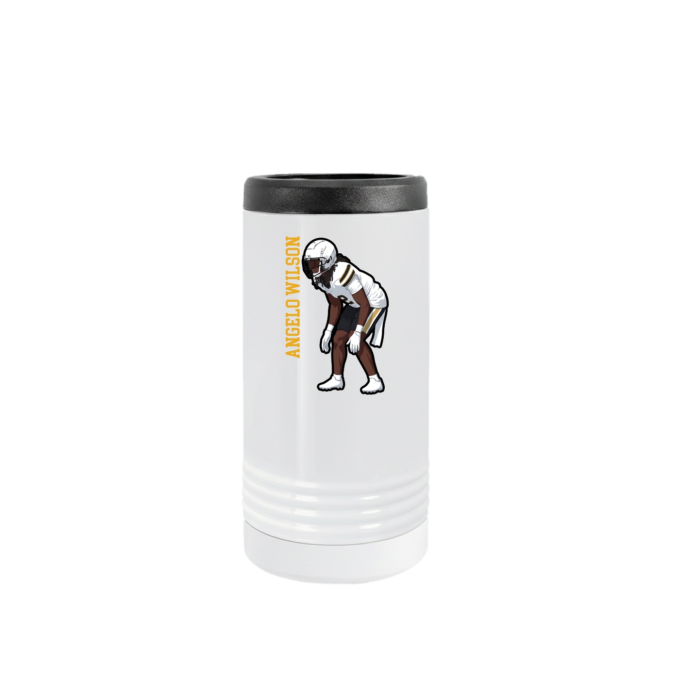 Slim Beverage Holder — Name Vertical in White