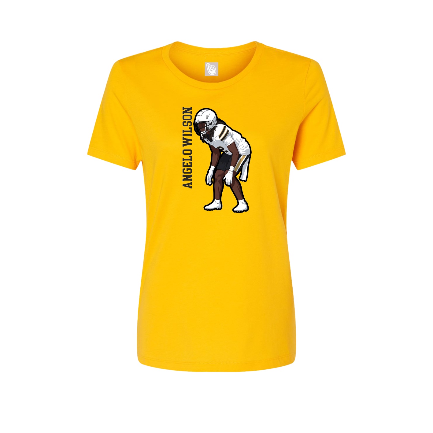 Womens Tee — Name Vertical in Gold