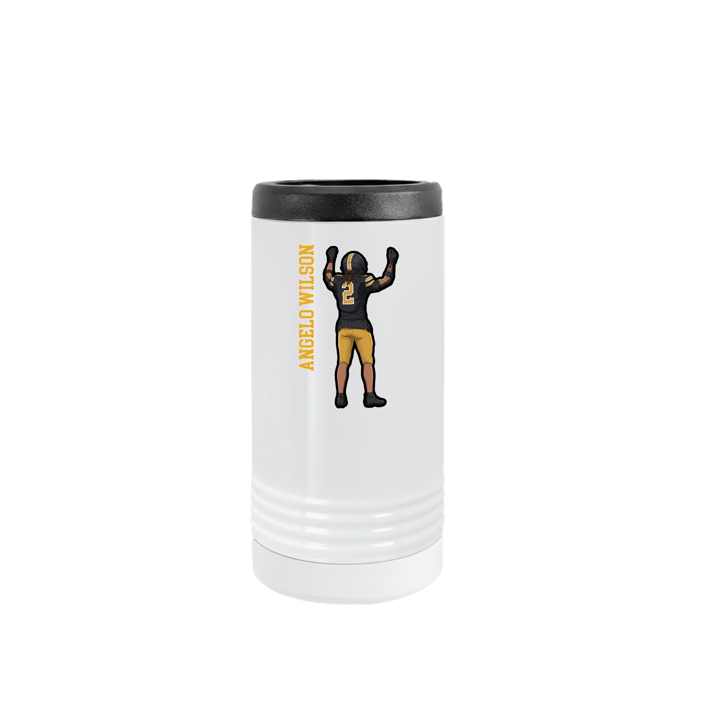 Slim Beverage Holder — Name Vertical in White