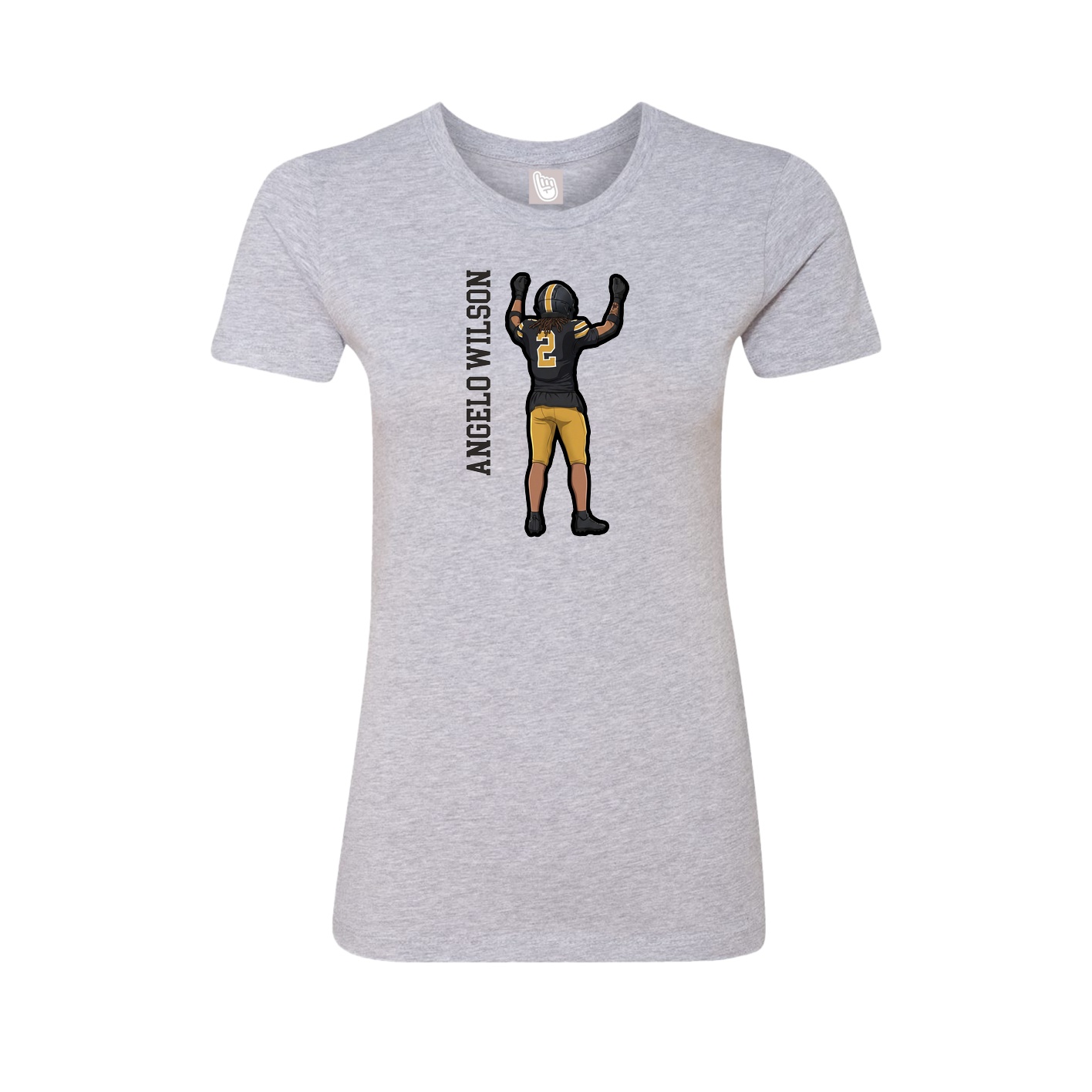 Fitted Women's Tee — Name Vertical in Grey