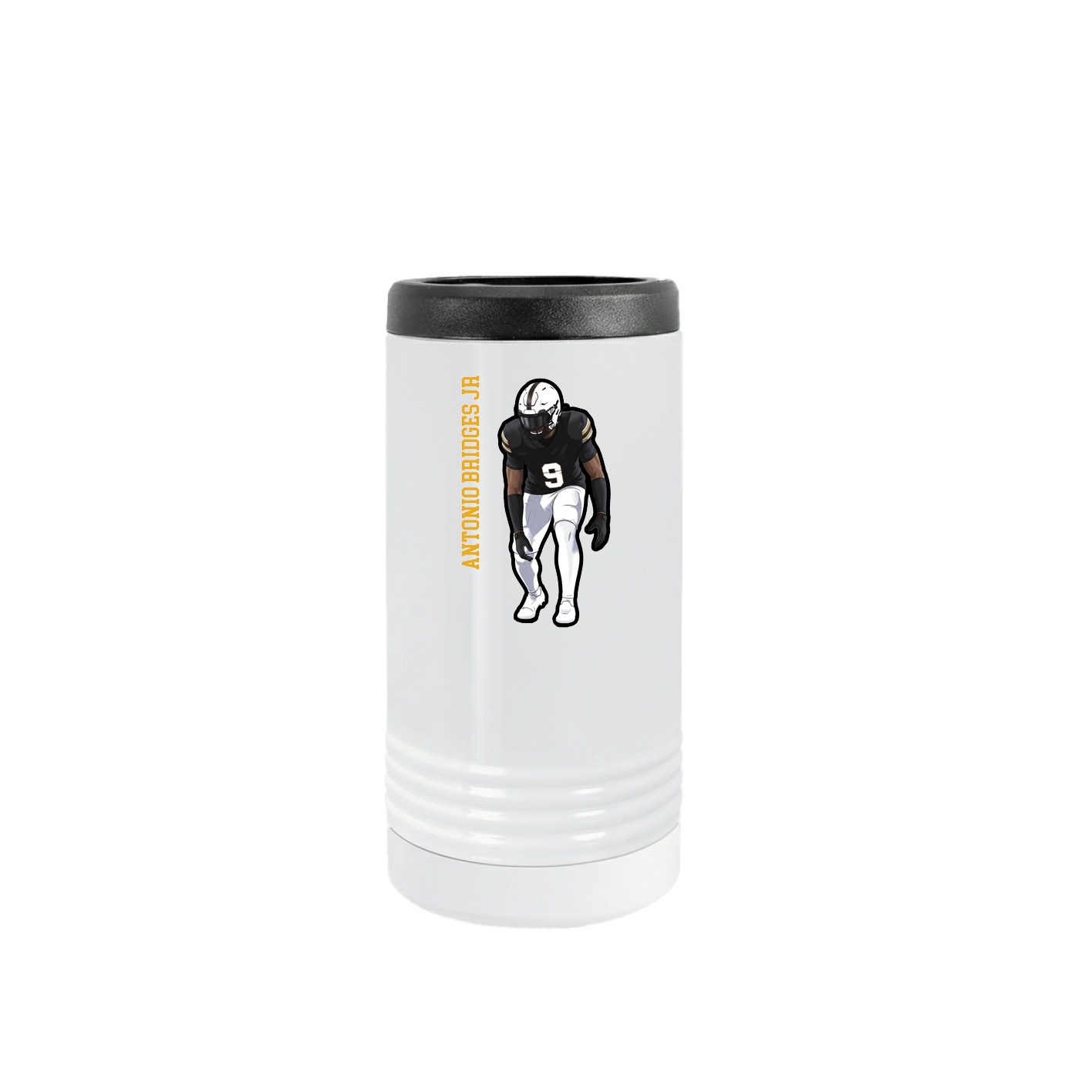 Slim Beverage Holder — Name Vertical in White