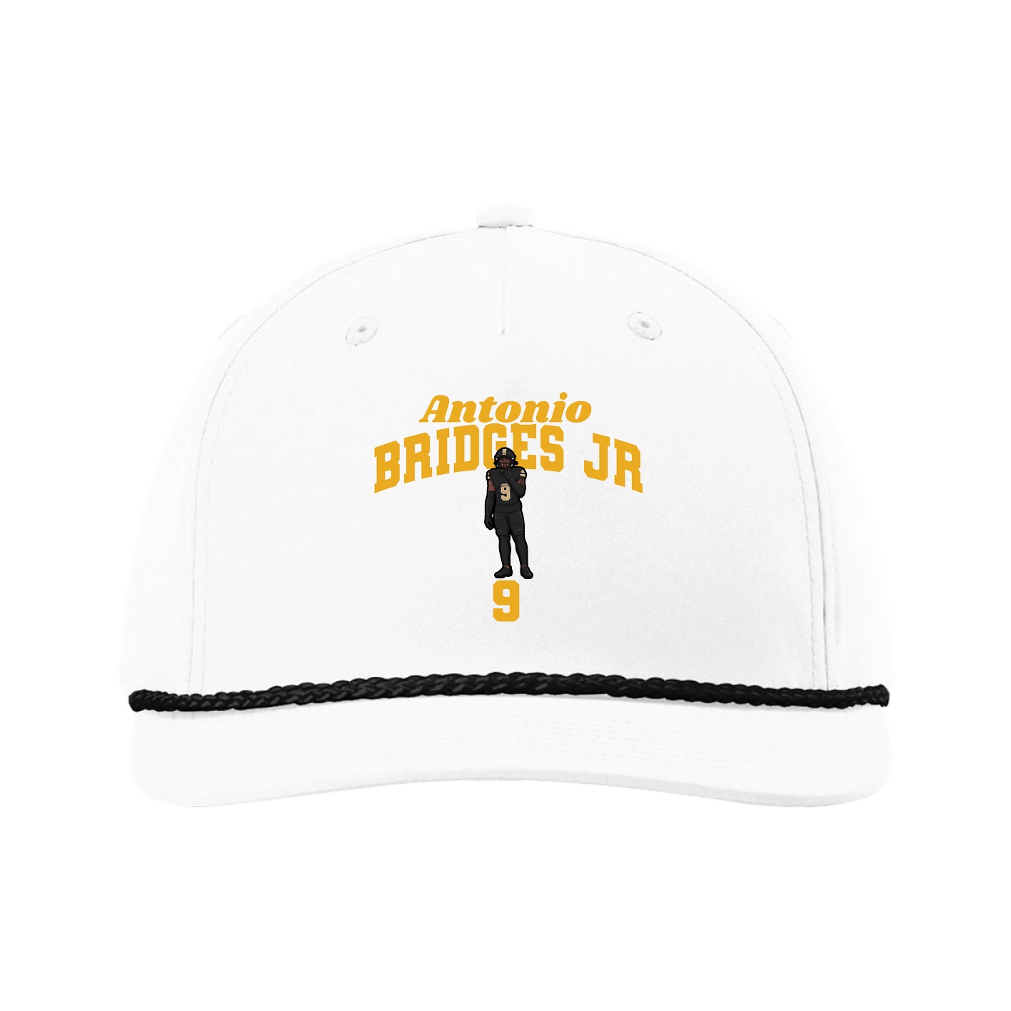 Five-Panel Classic Rope Cap — Signature Arch in White