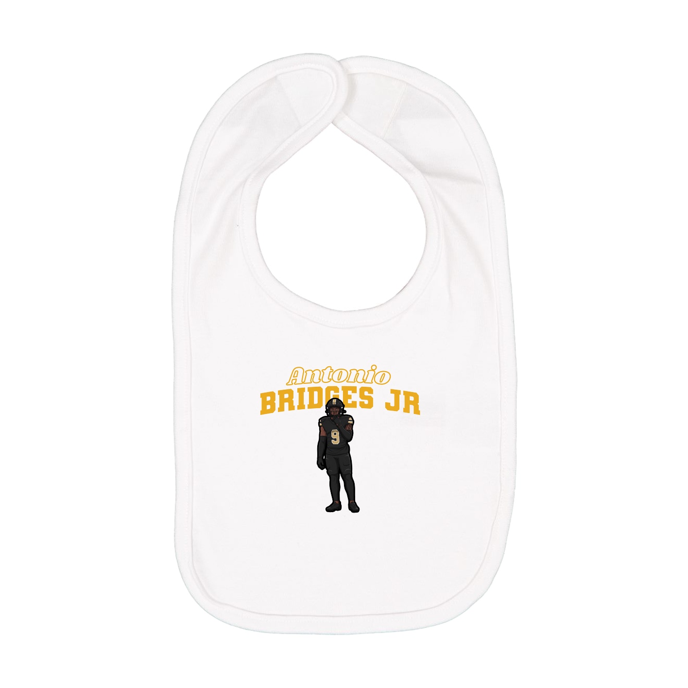 Infant Bib — Name Arch in White
