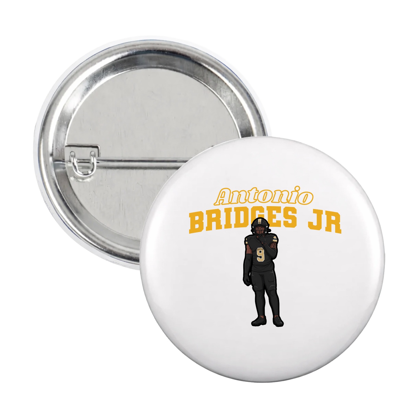 Game Day Button — Name Arch in White