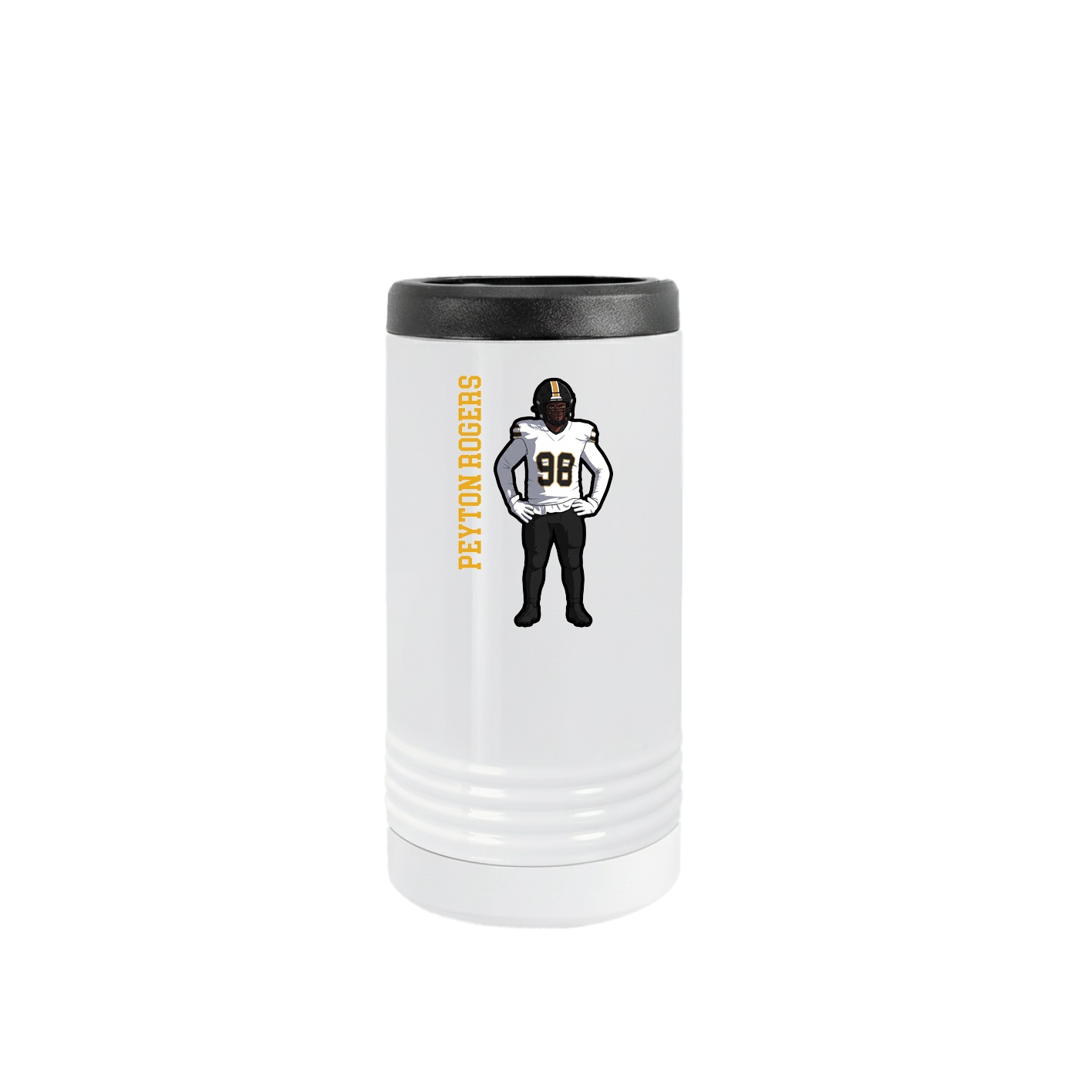 Slim Beverage Holder — Name Vertical in White