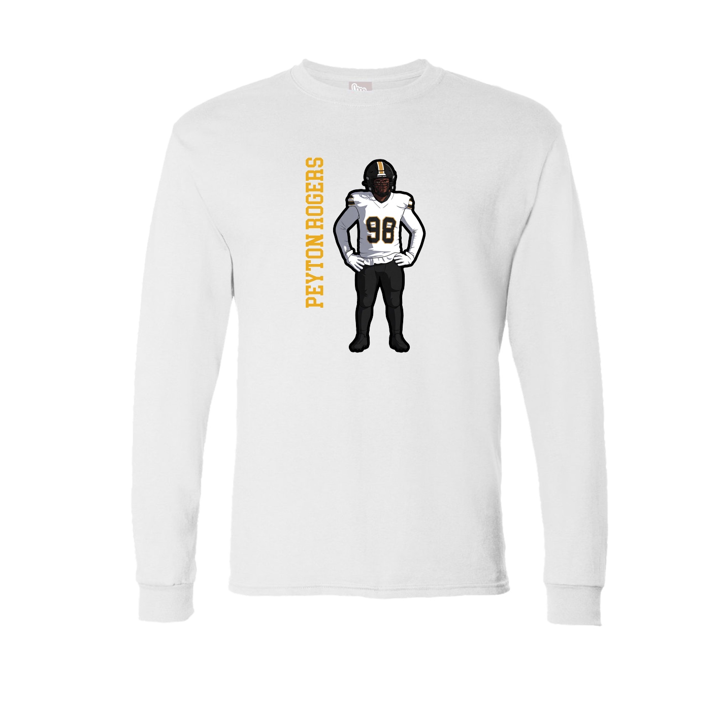 Long Sleeve Tee — Name Vertical in White