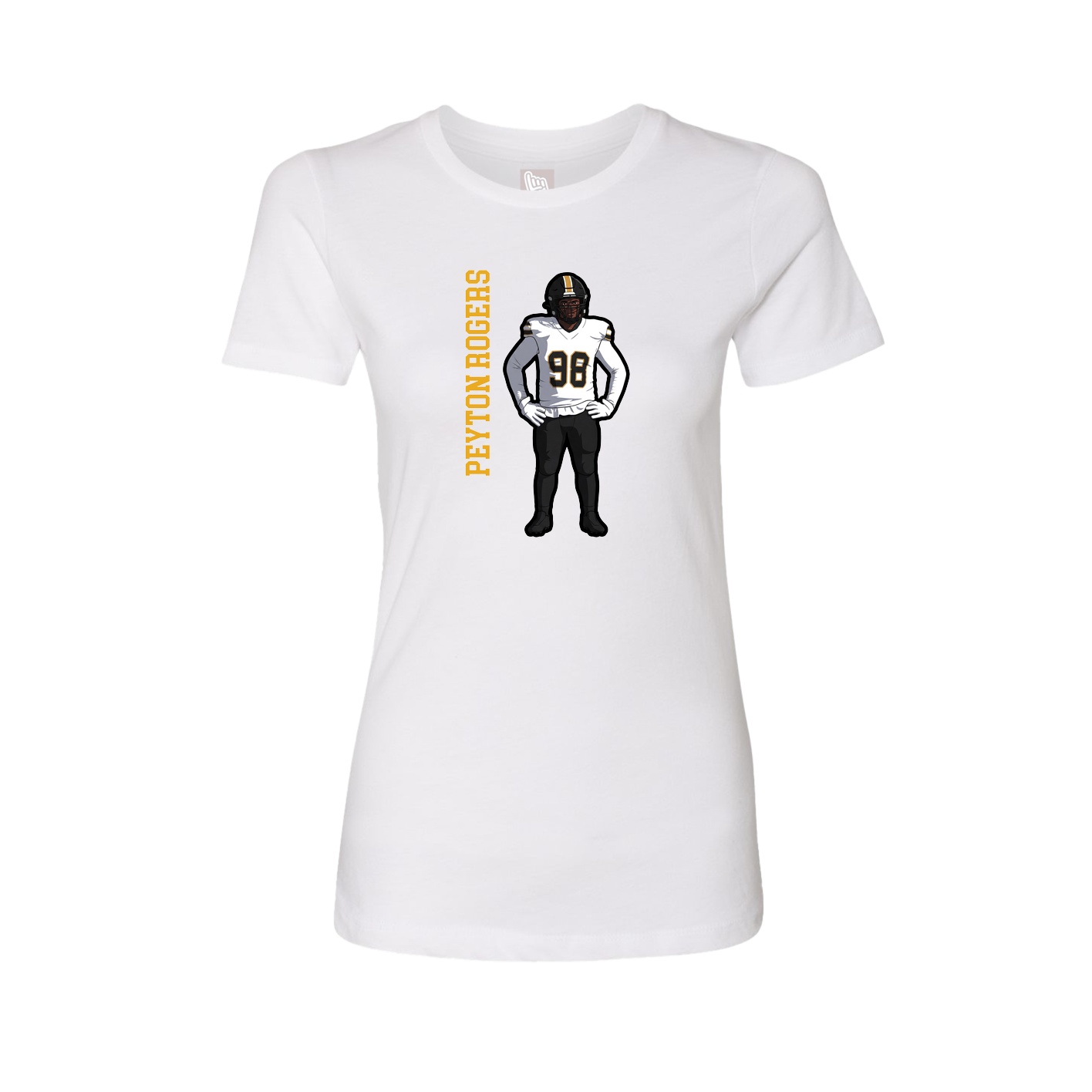Fitted Women's Tee — Name Vertical in White
