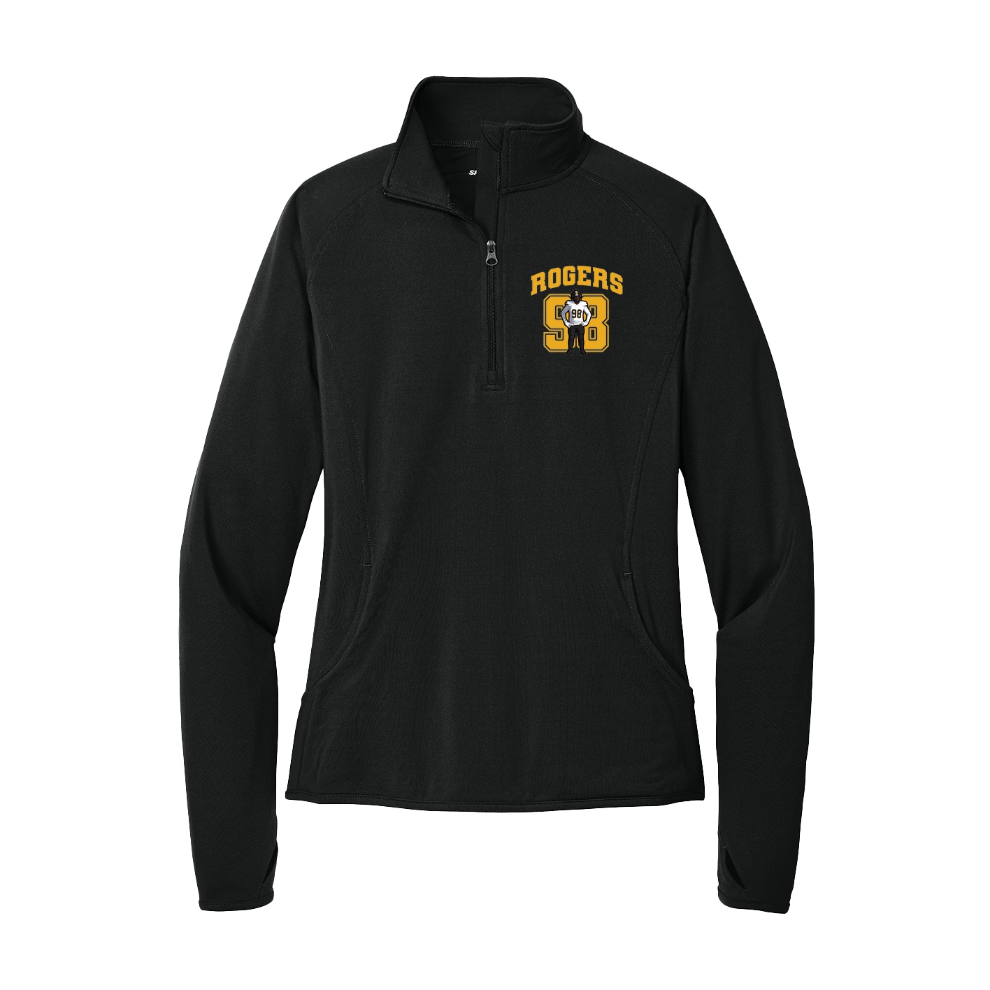 Women's Q-Zip Pullover — Number in Black