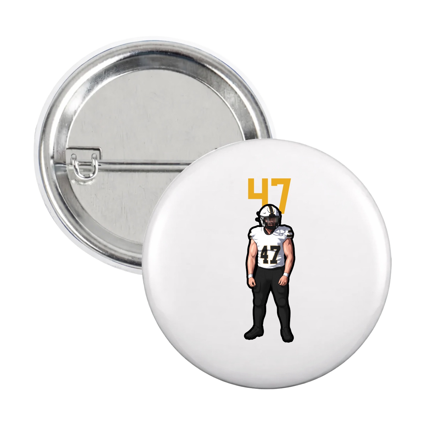 Game Day Button — Number Top in White