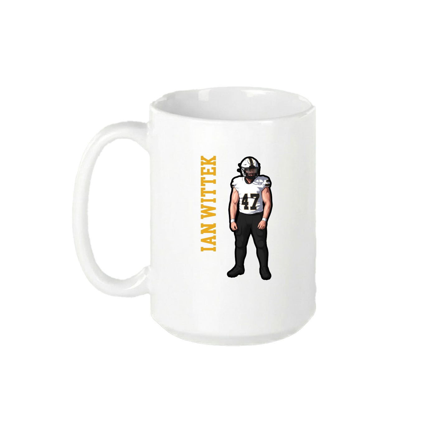 15oz Coffee Mug — Name Vertical in White