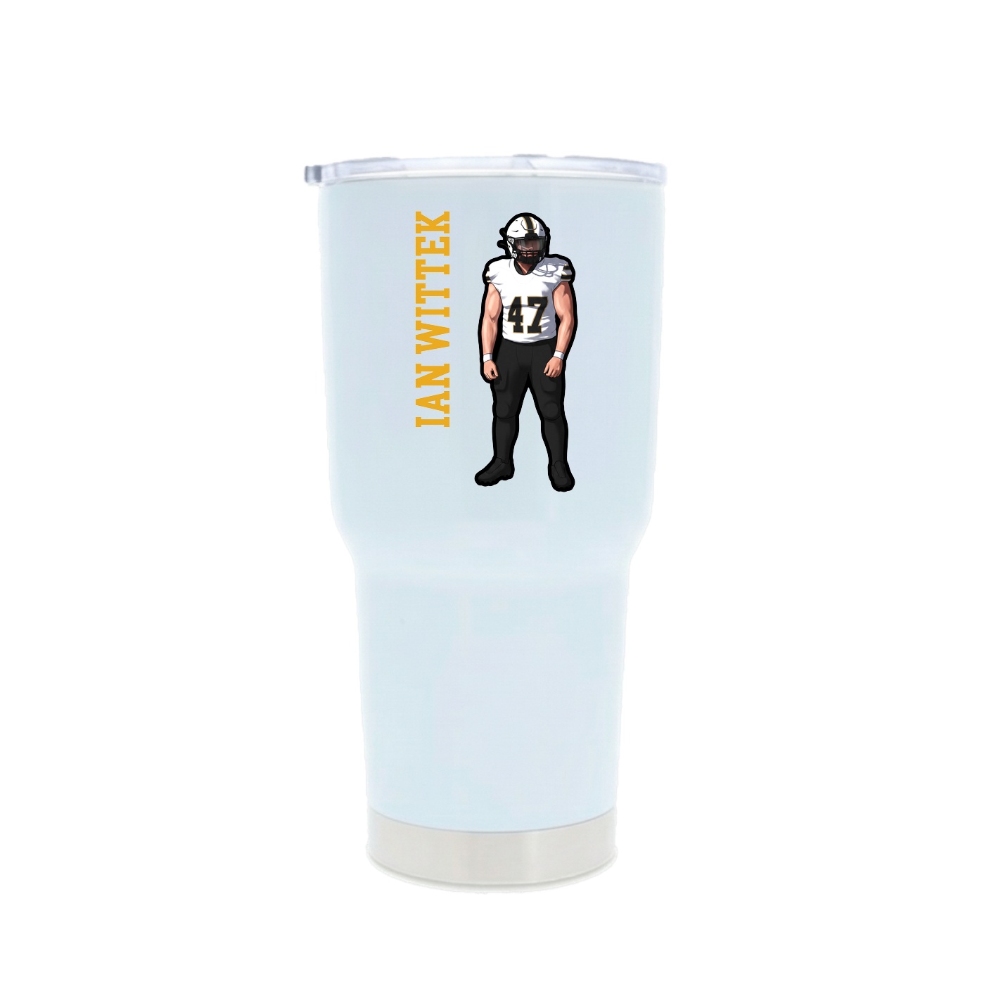 30oz Stainless Steel Tumbler — Name Vertical in White