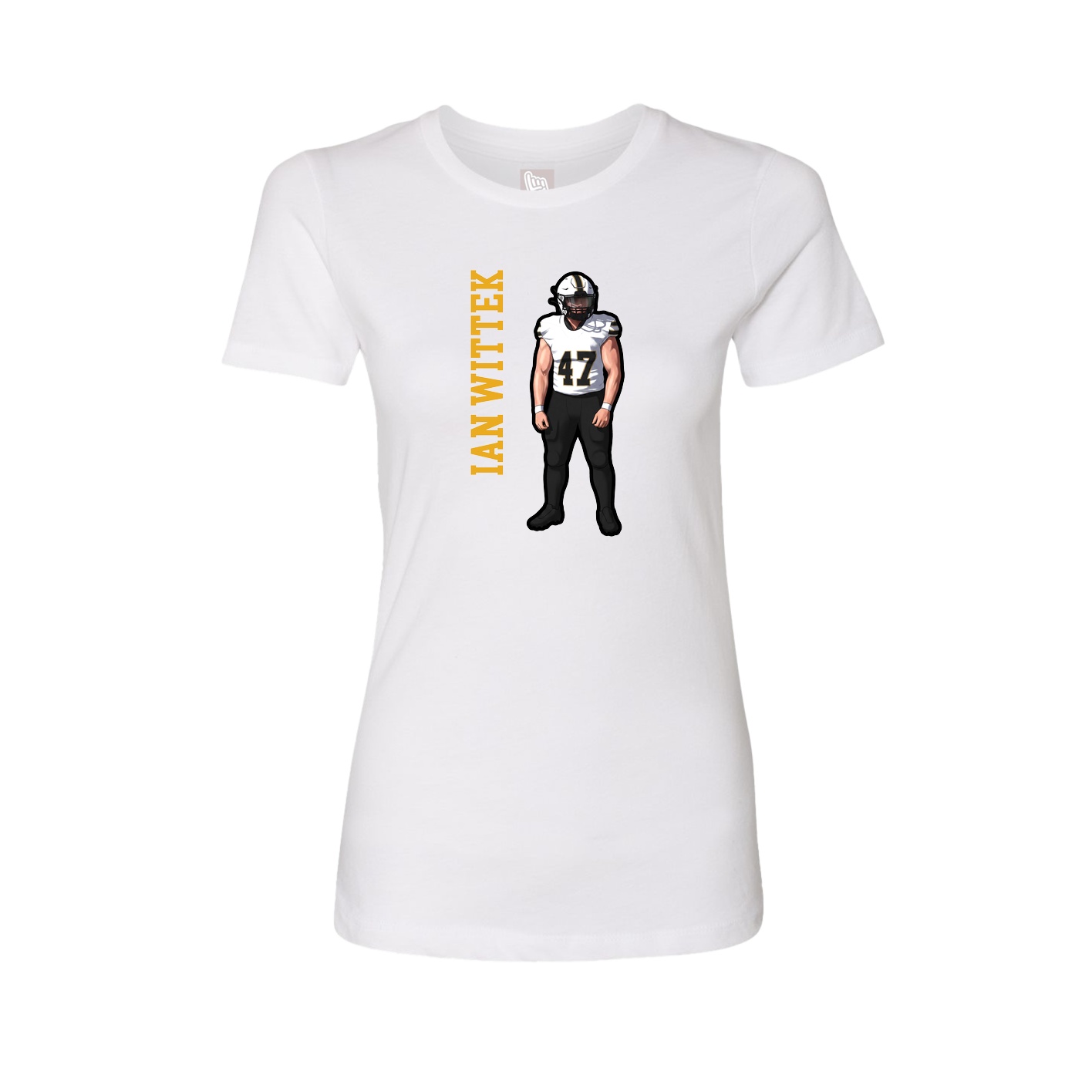Fitted Women's Tee — Name Vertical in White