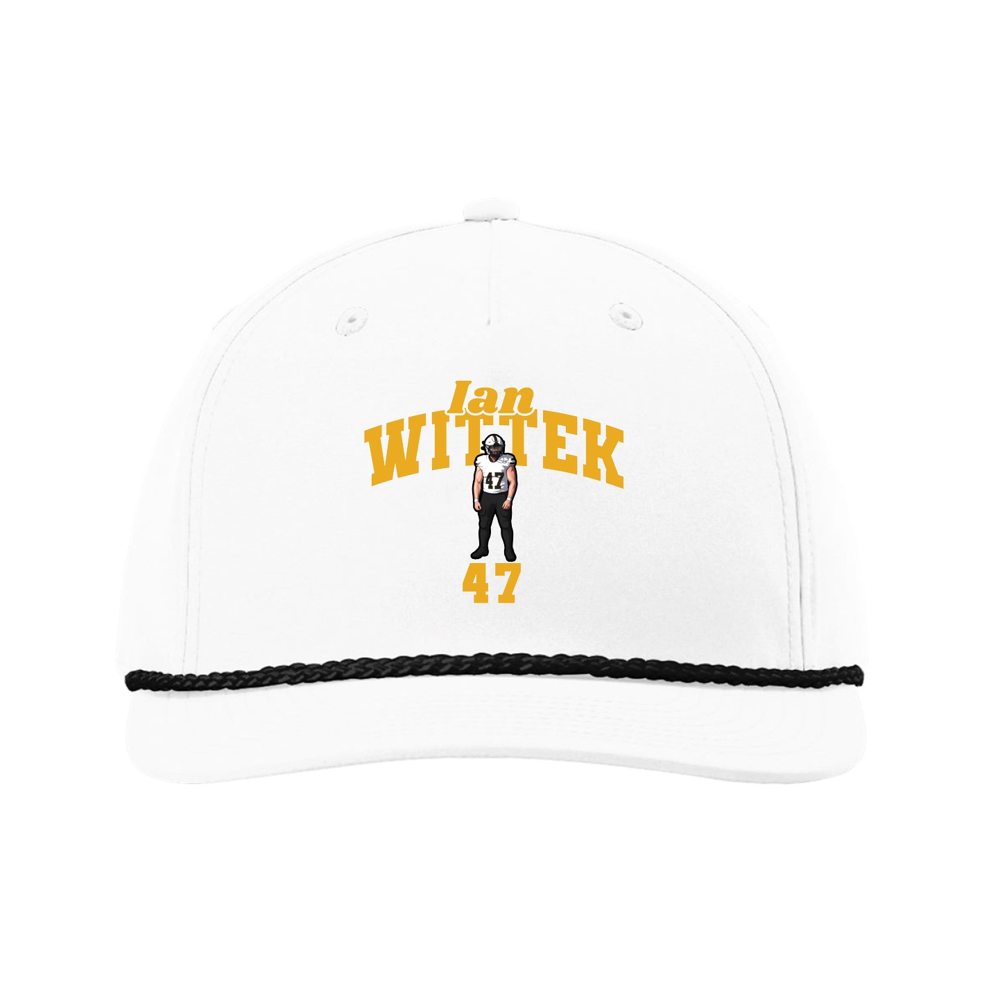Five-Panel Classic Rope Cap — Signature Arch in White