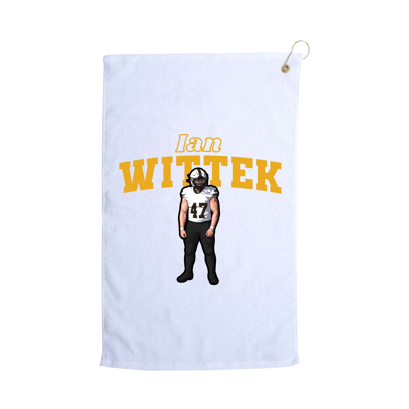 Golf Towel — Name Arch in White