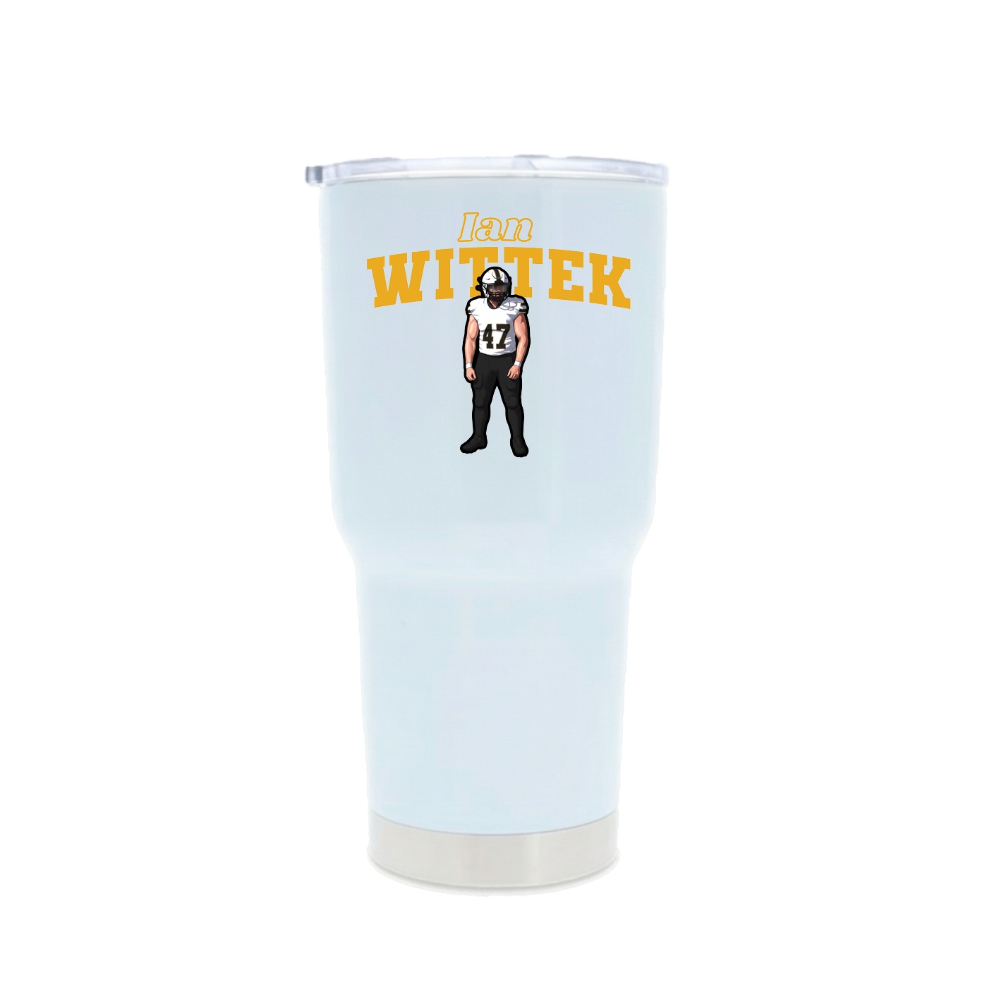 30oz Stainless Steel Tumbler — Name Arch in White