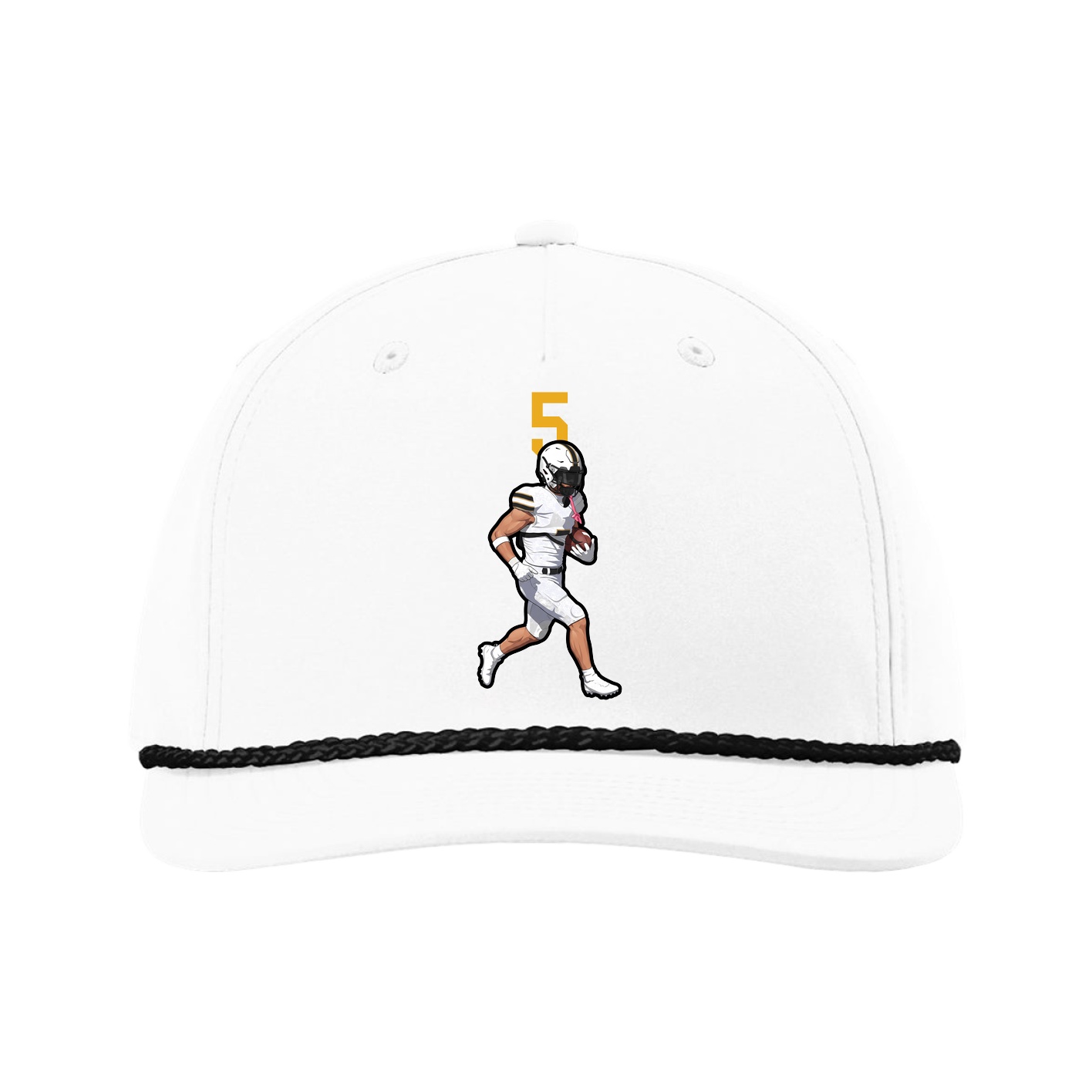 Five-Panel Classic Rope Cap — Number Top in White