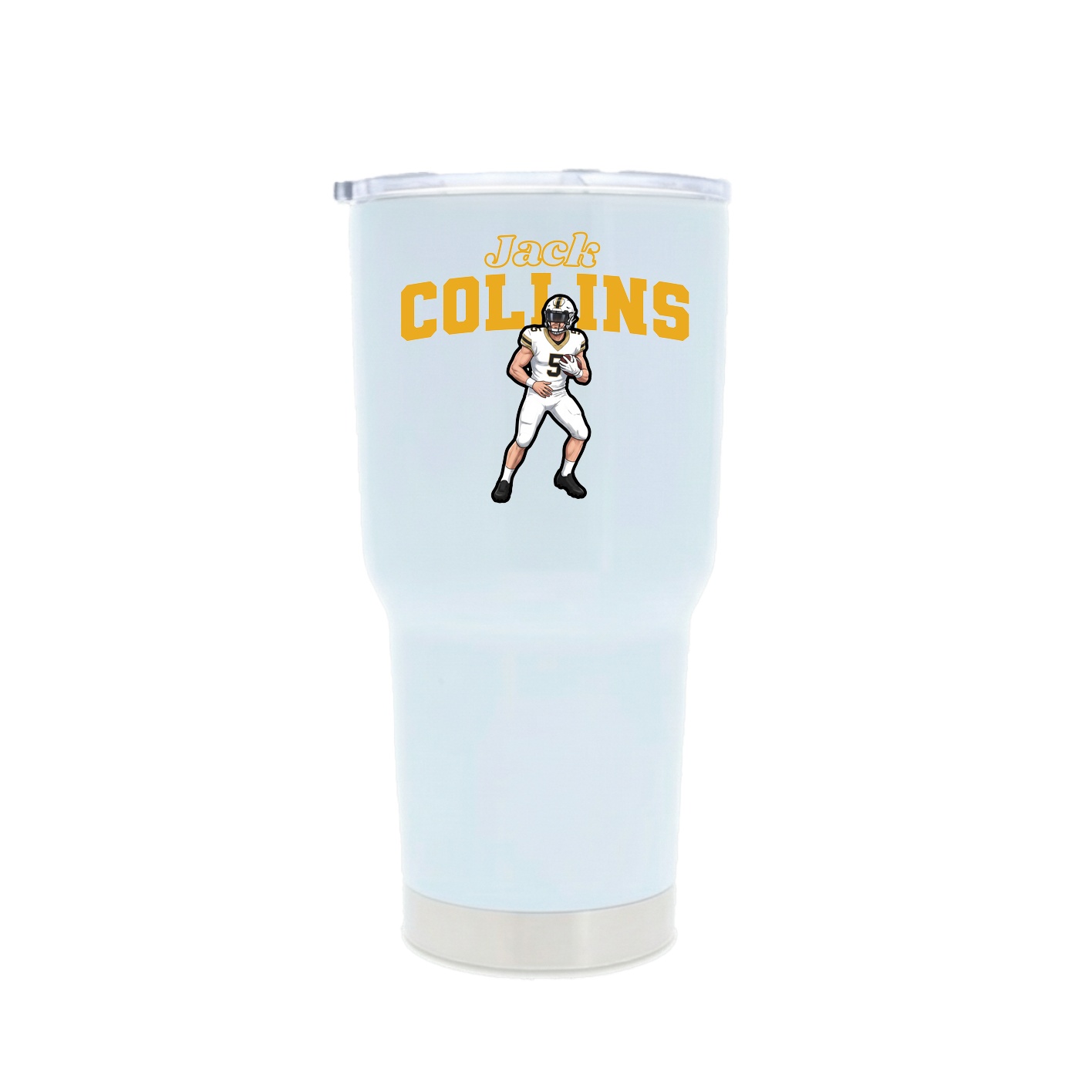 30oz Stainless Steel Tumbler — Name Arch in White