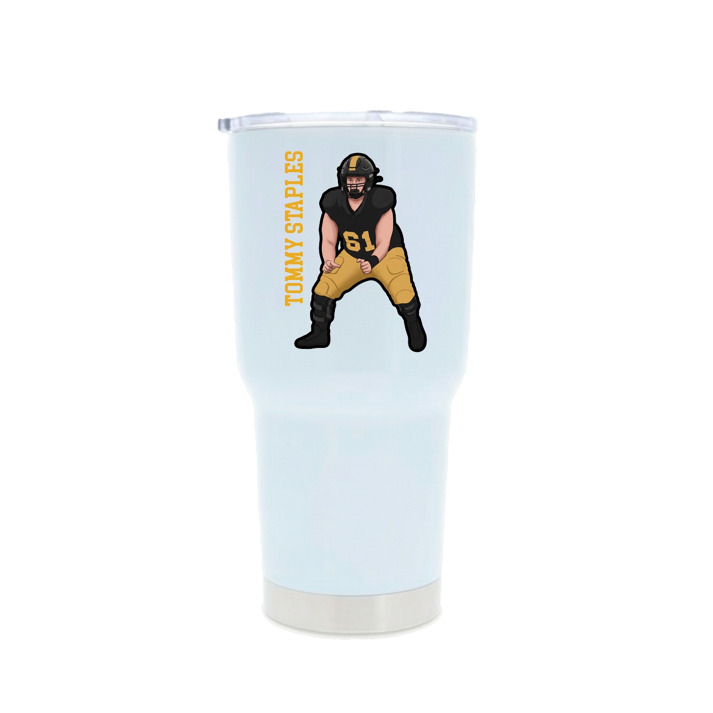 30oz Stainless Steel Tumbler — Name Vertical in White