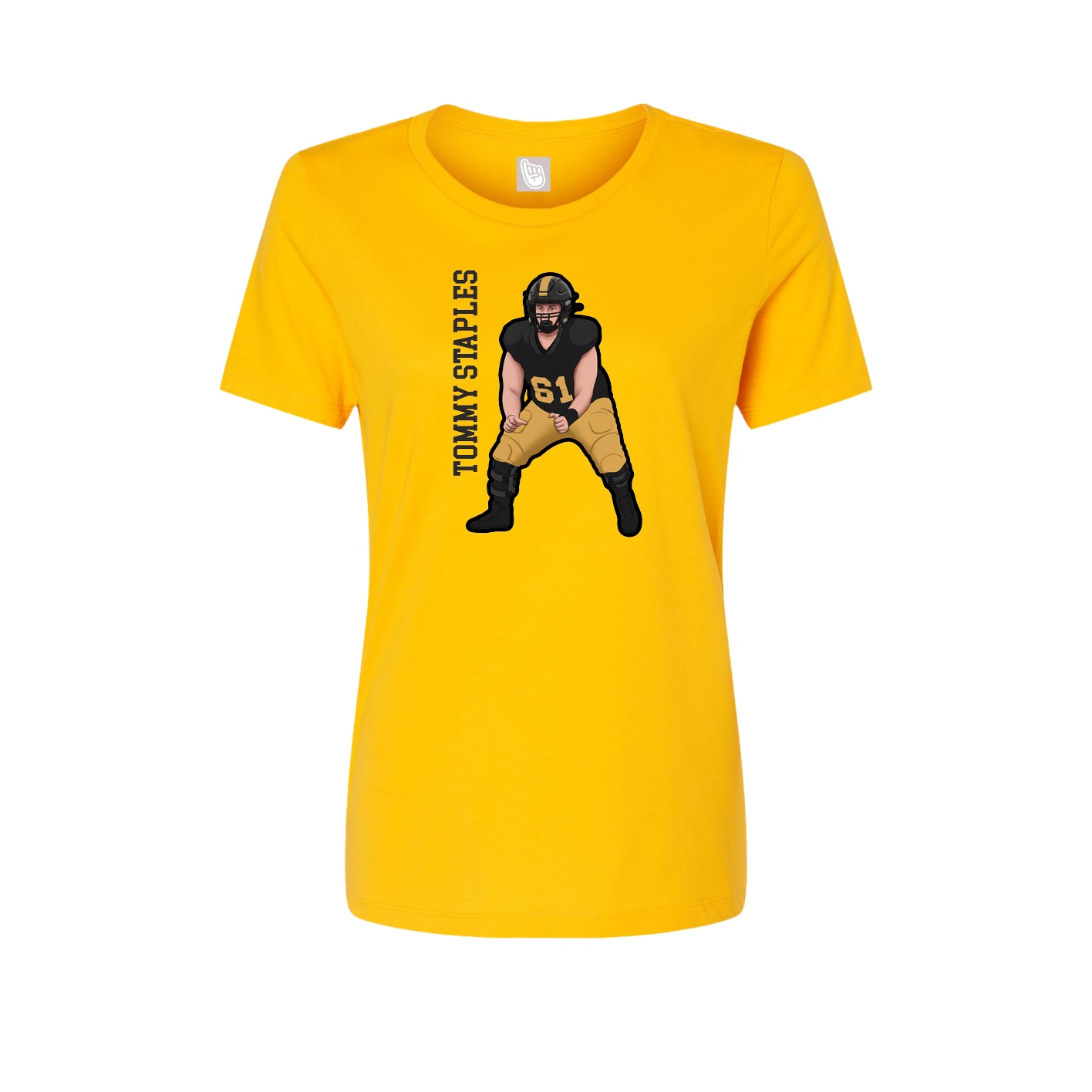 Fitted Women's Tee — Name Vertical in Gold