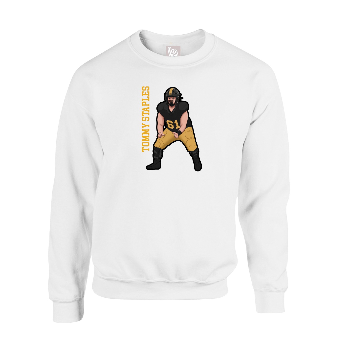 Fleece Crew — Name Vertical in White