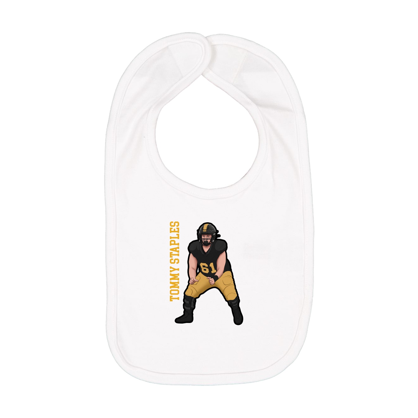 Infant Bib — Name Vertical in White