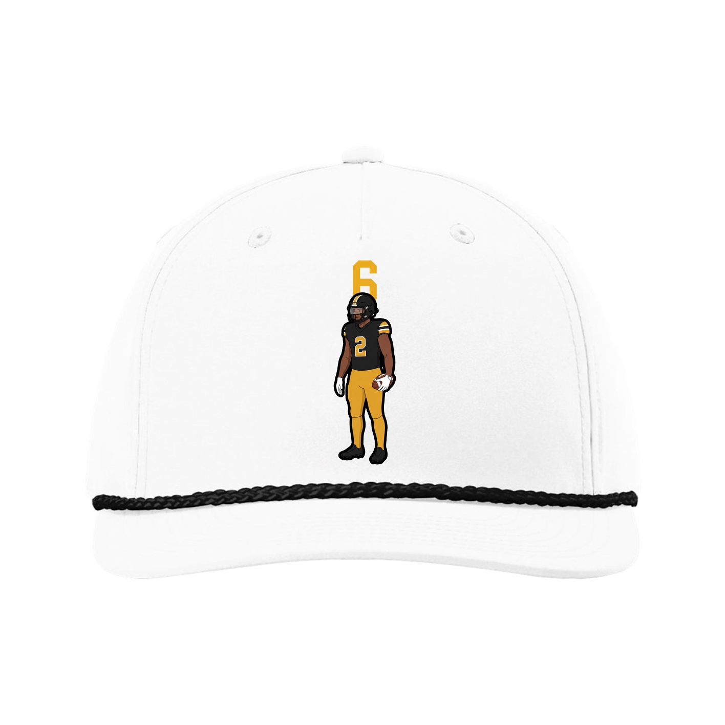 Five-Panel Classic Rope Cap — Number Top in White