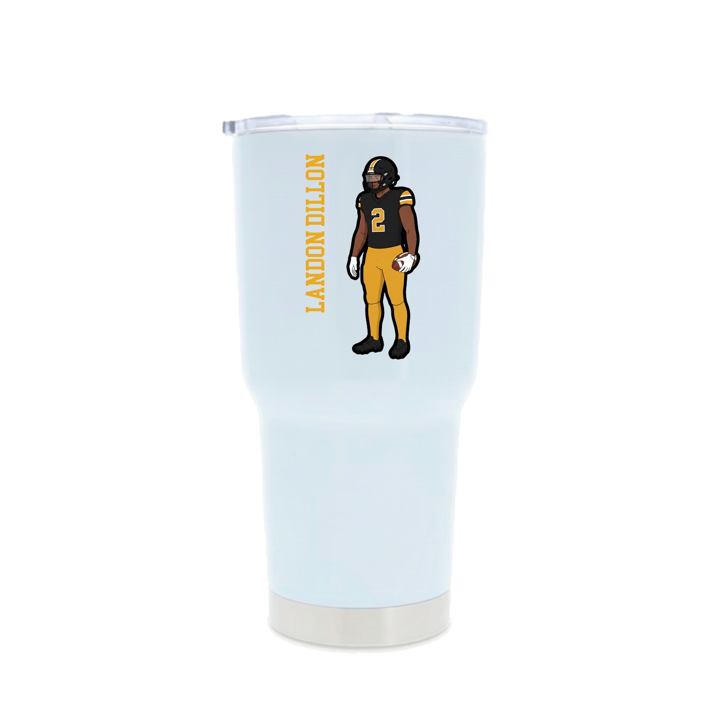 30oz Stainless Steel Tumbler — Name Vertical in White