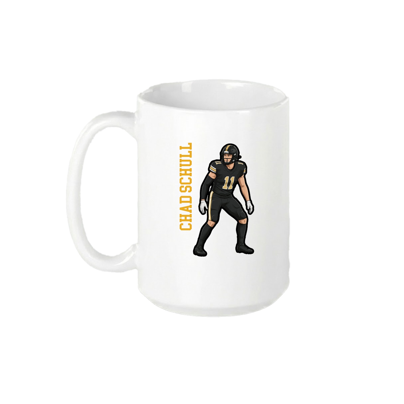 15oz Coffee Mug — Name Vertical in White