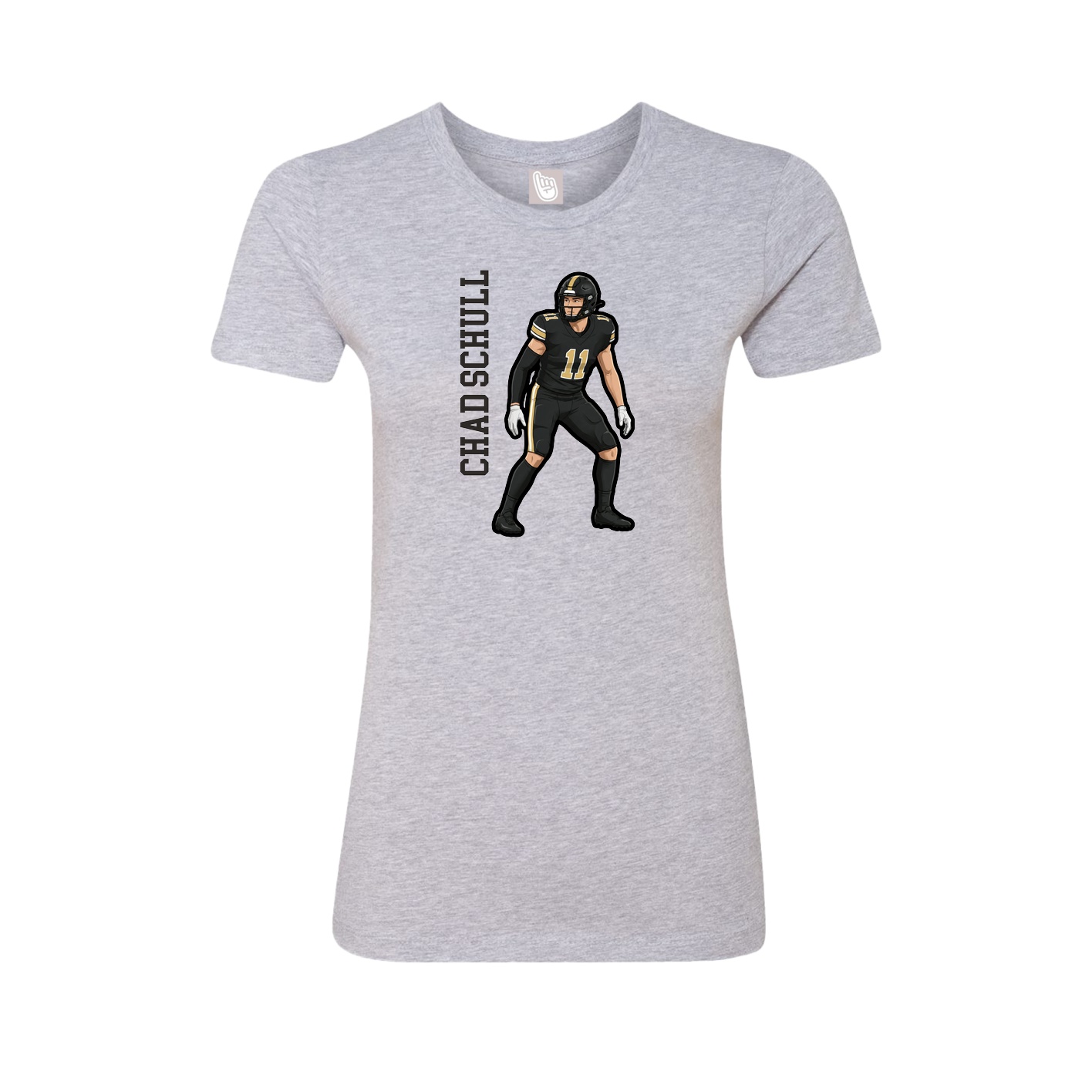 Fitted Women's Tee — Name Vertical in Grey