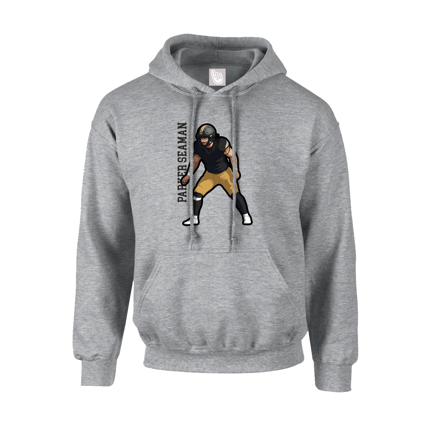 Youth Hoodie — Name Vertical in Grey