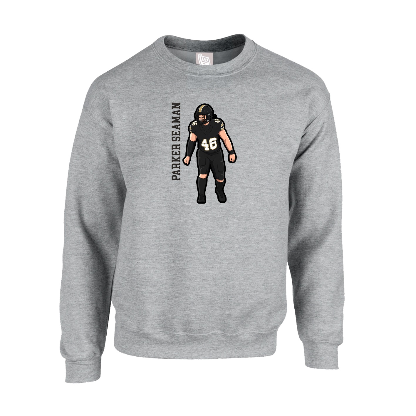 Fleece Crew — Name Vertical in Grey