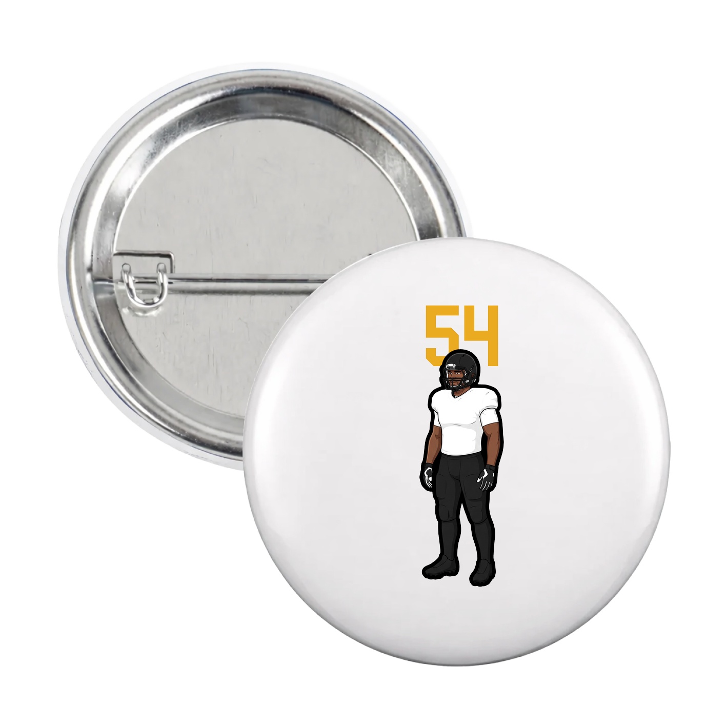 Game Day Button — Number Top in White