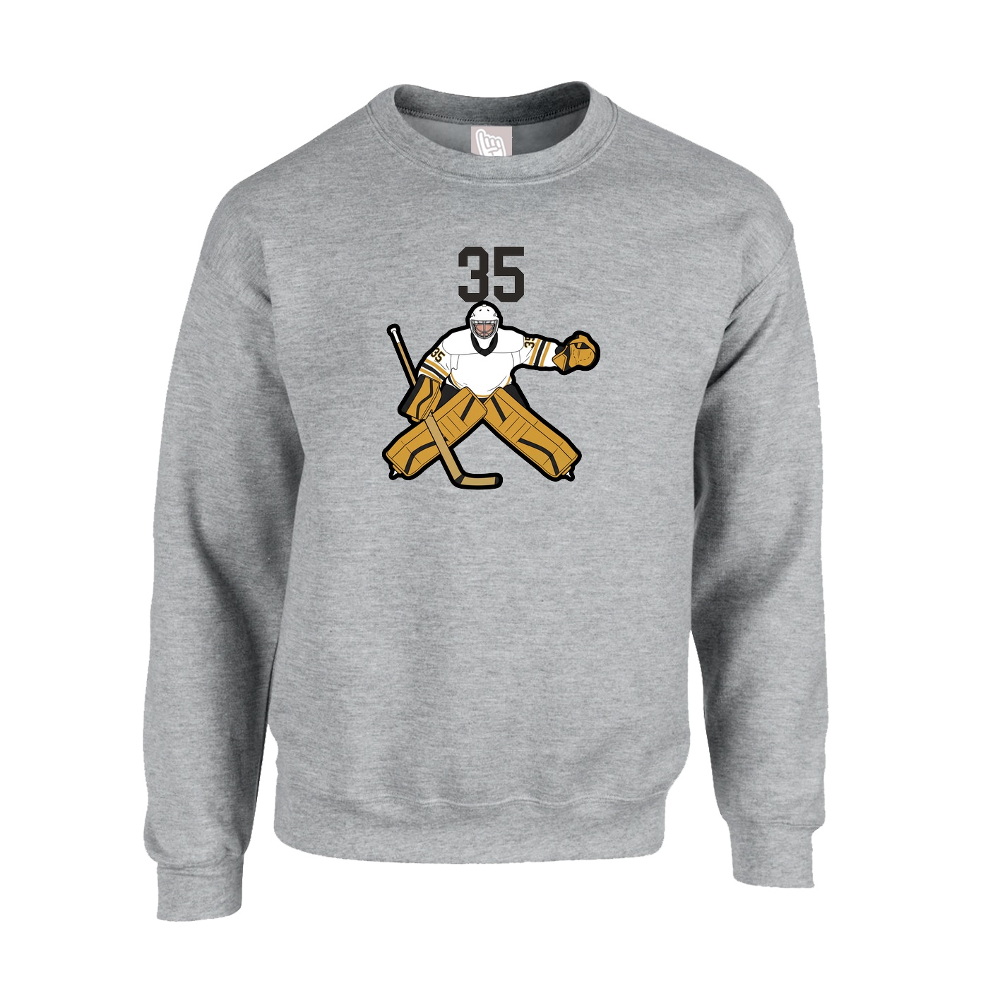 Fleece Crew — Number Top in Grey
