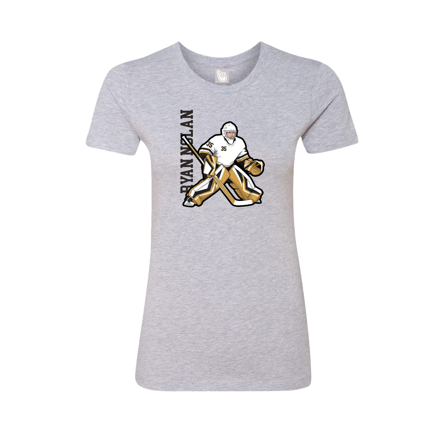 Fitted Women's Tee — Name Vertical in Grey