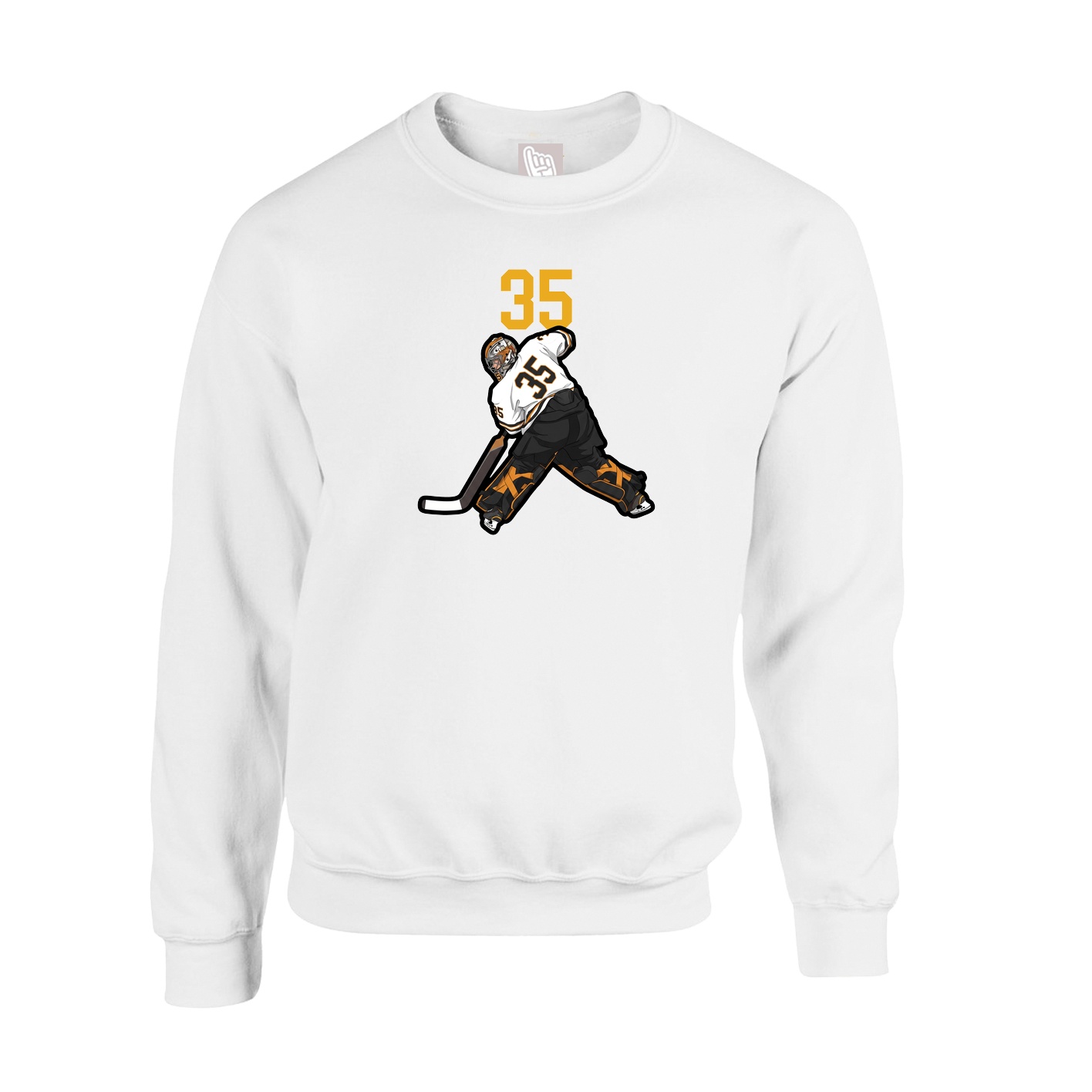 Fleece Crew — Number Top in White