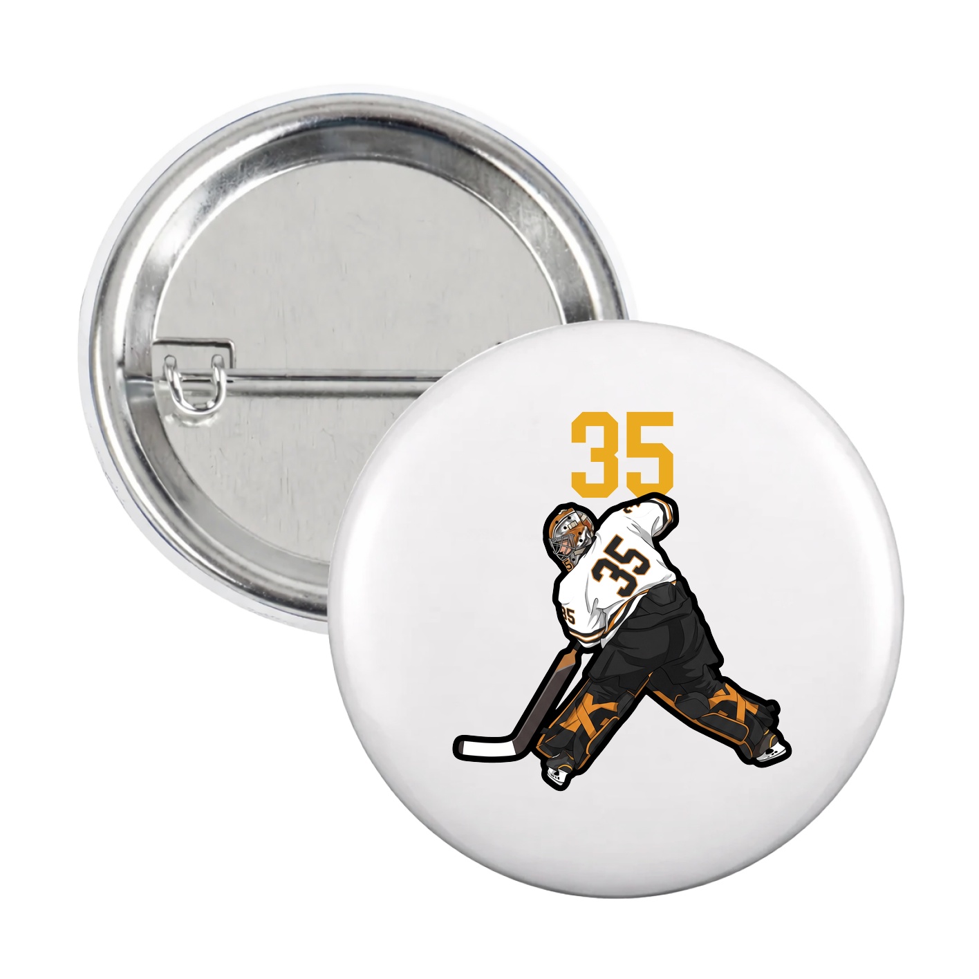 Game Day Button — Number Top in White