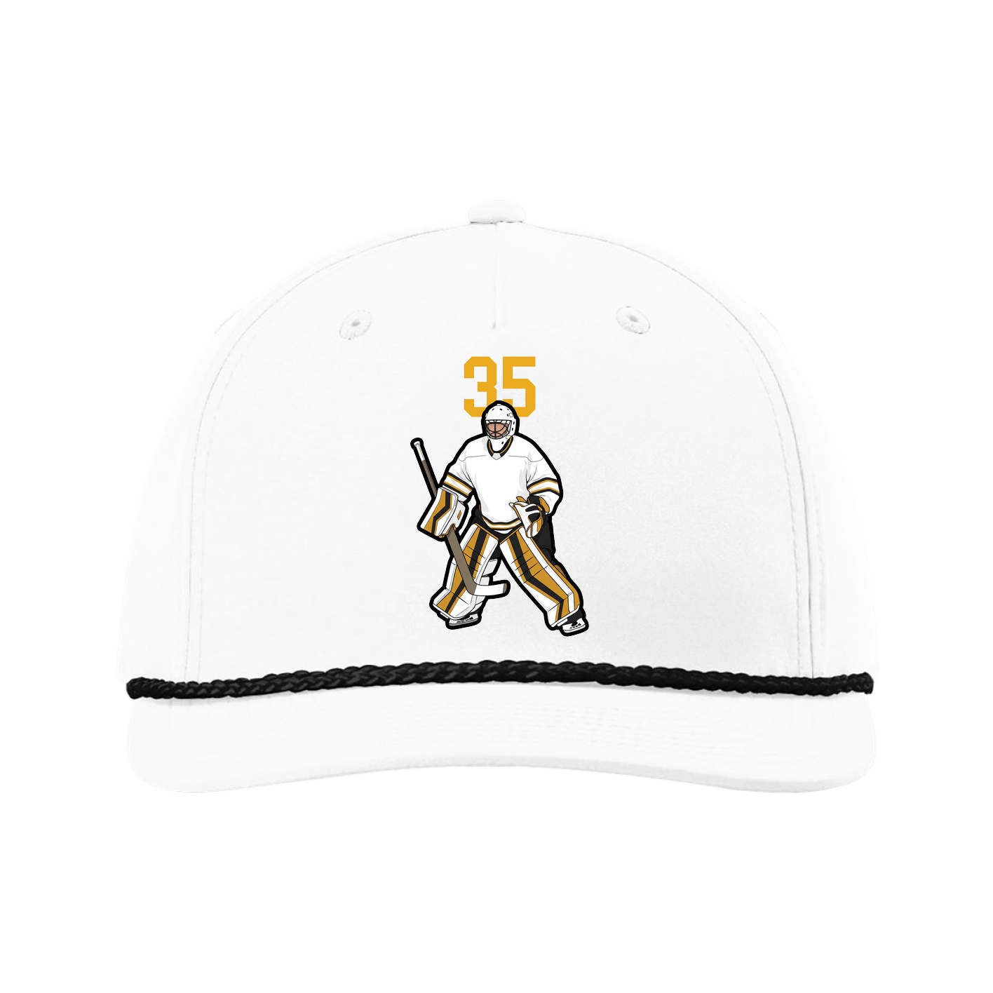 Five-Panel Classic Rope Cap — Number Top in White