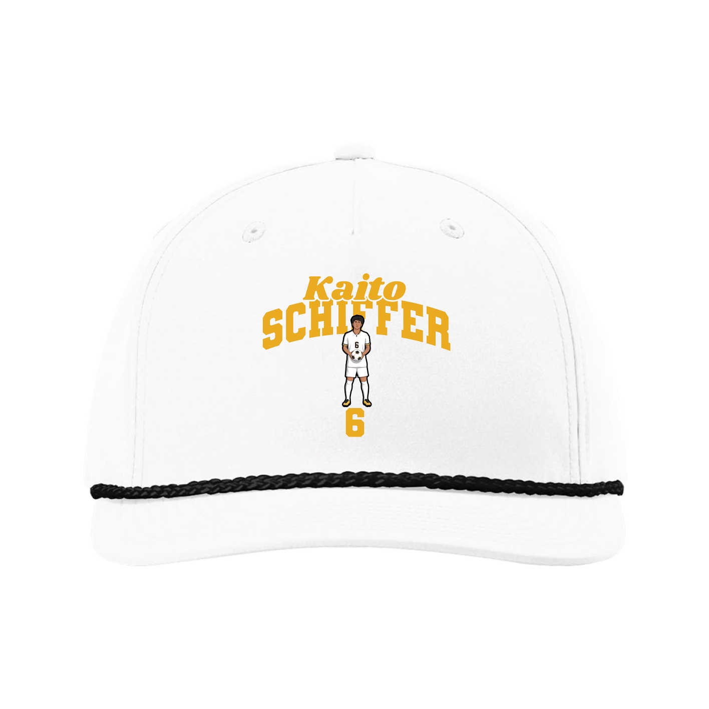Five-Panel Classic Rope Cap — Signature Arch in White