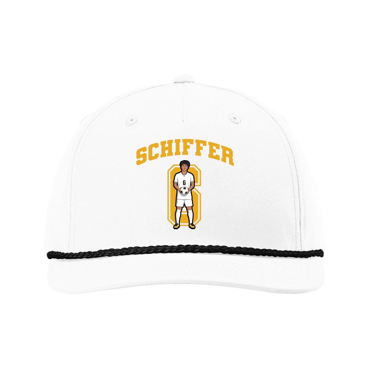 Five-Panel Classic Rope Cap — Number in White