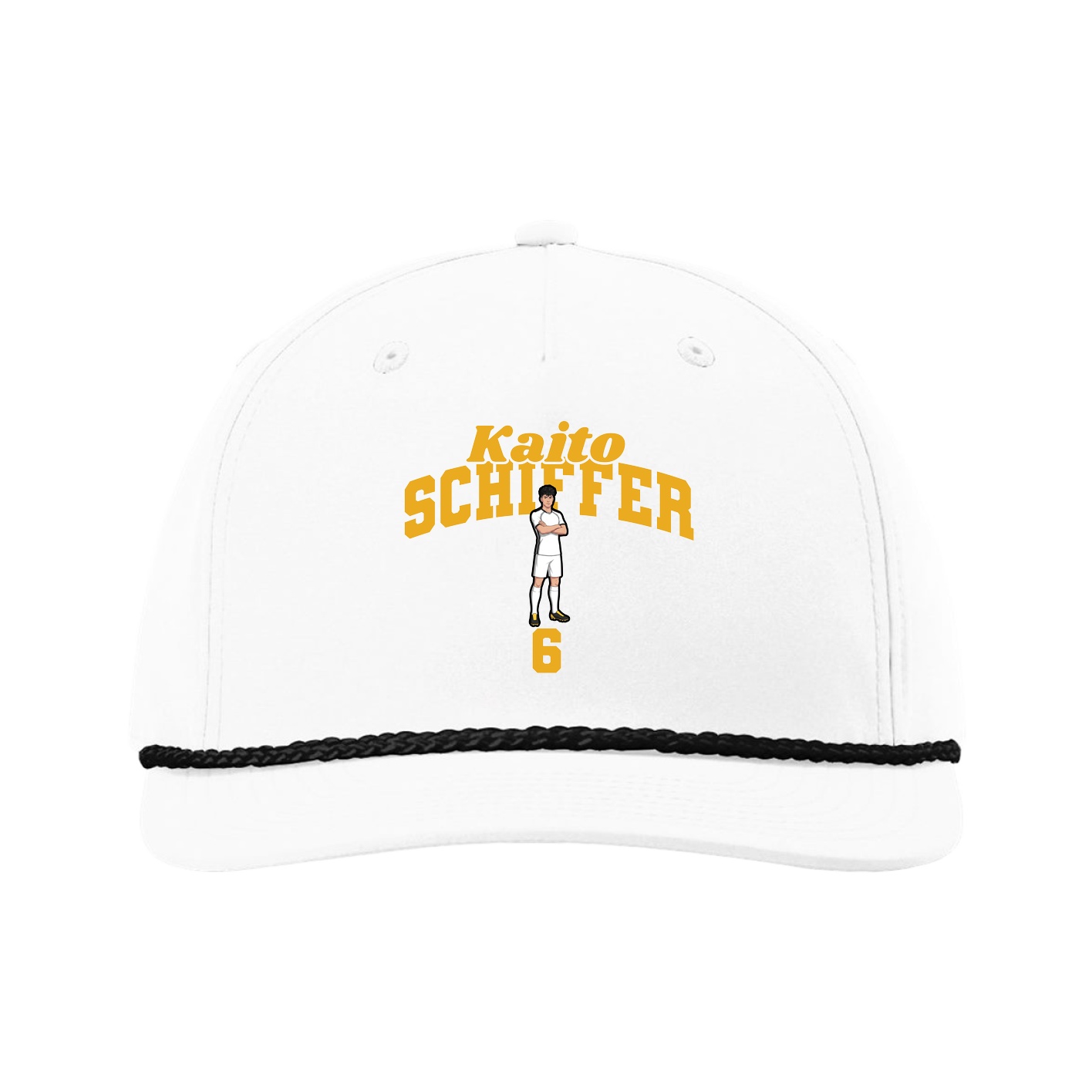 Five-Panel Classic Rope Cap — Signature Arch in White