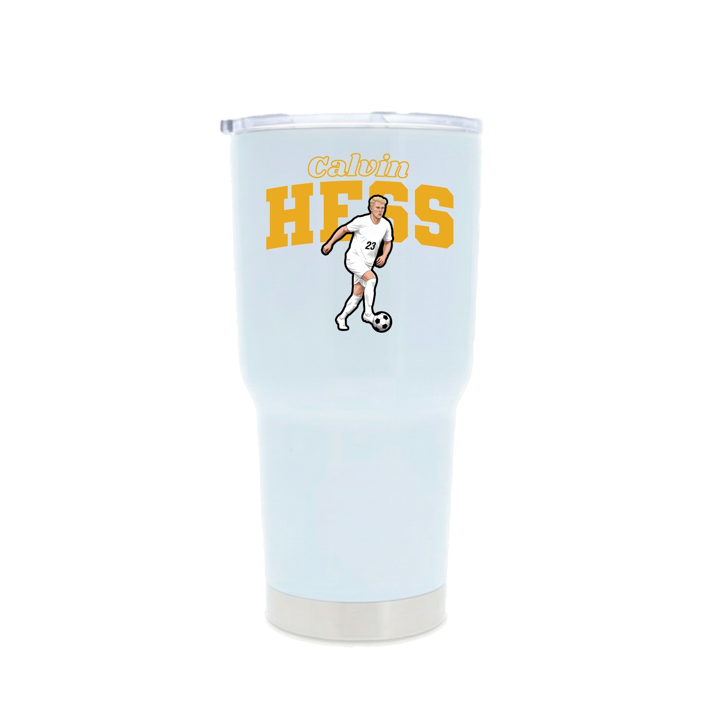 30oz Stainless Steel Tumbler — Name Arch in White