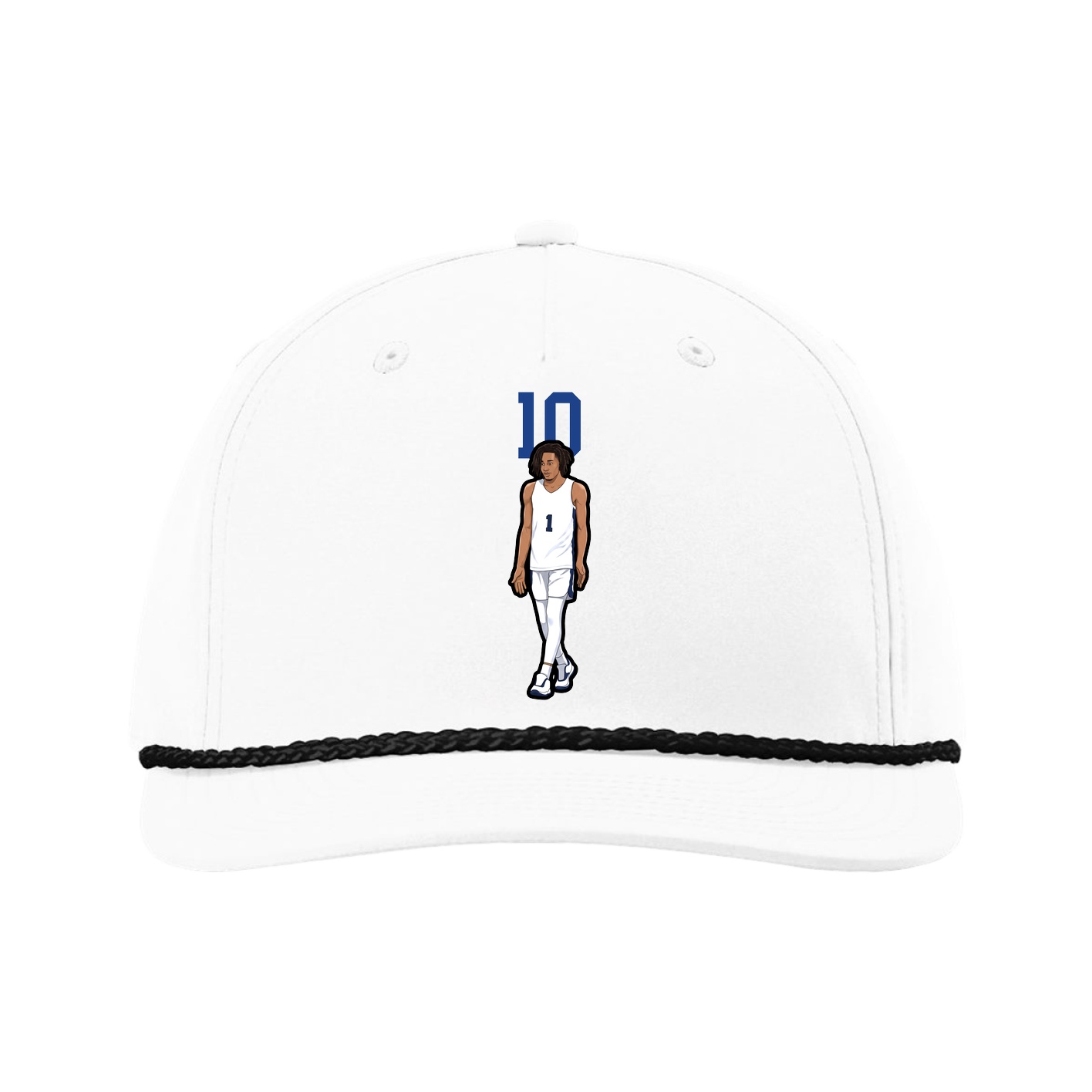 Five-Panel Classic Rope Cap — Number Top in White
