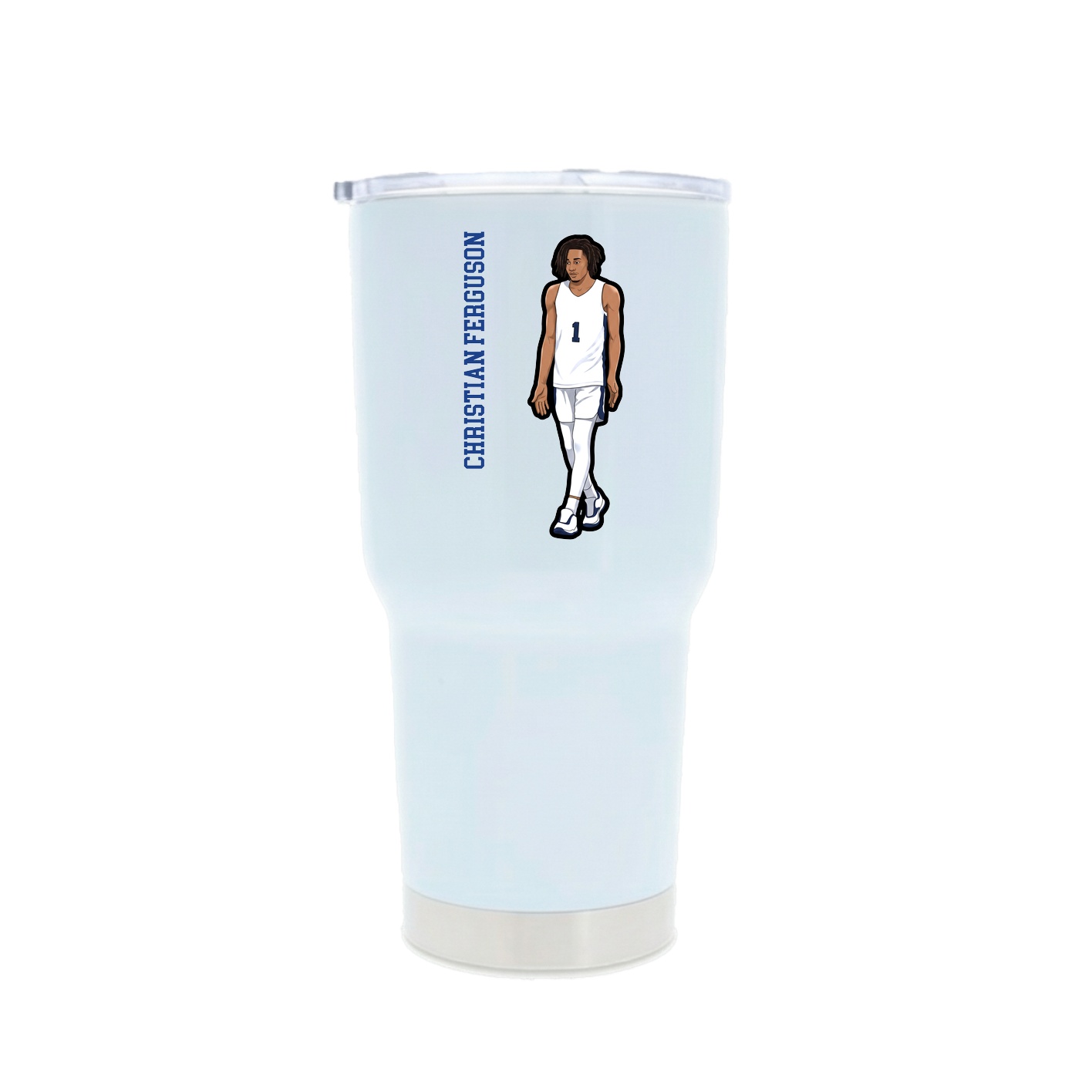 30oz Stainless Steel Tumbler — Name Vertical in White