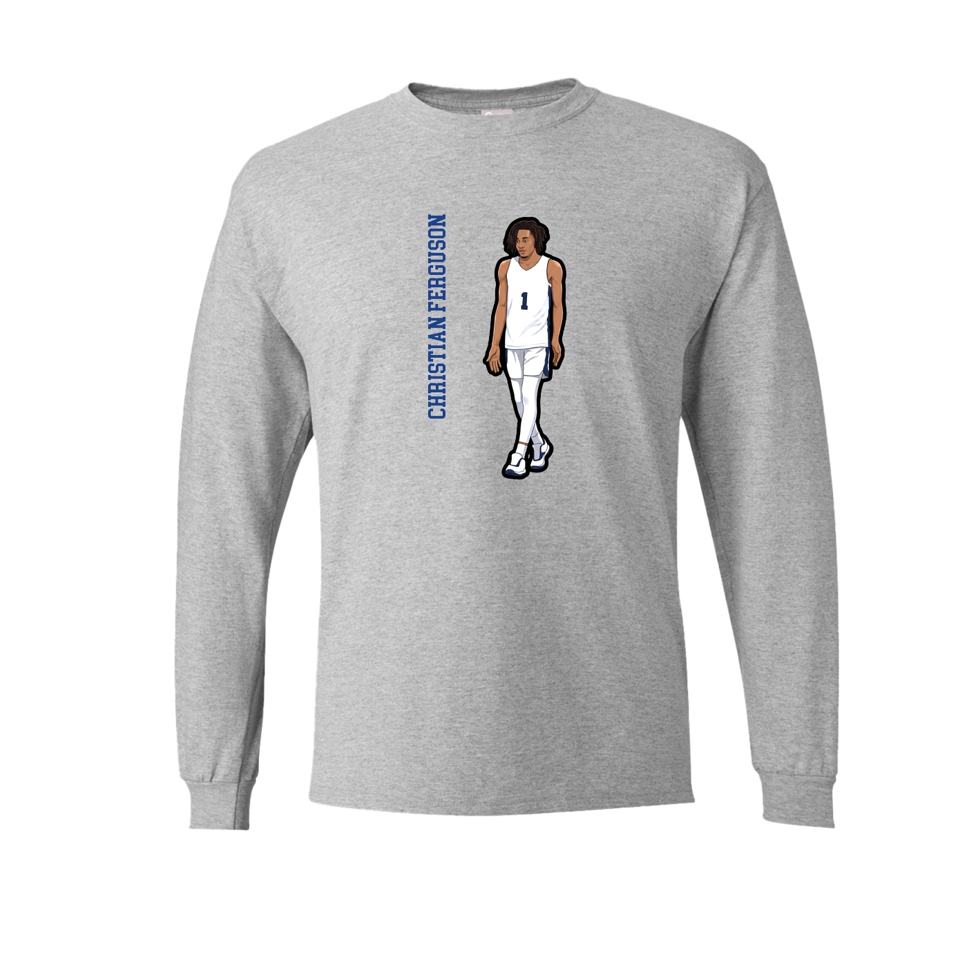Long Sleeve Tee — Name Vertical in Grey