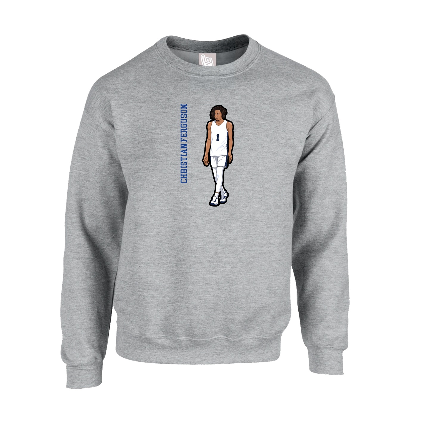 Fleece Crew — Name Vertical in Grey